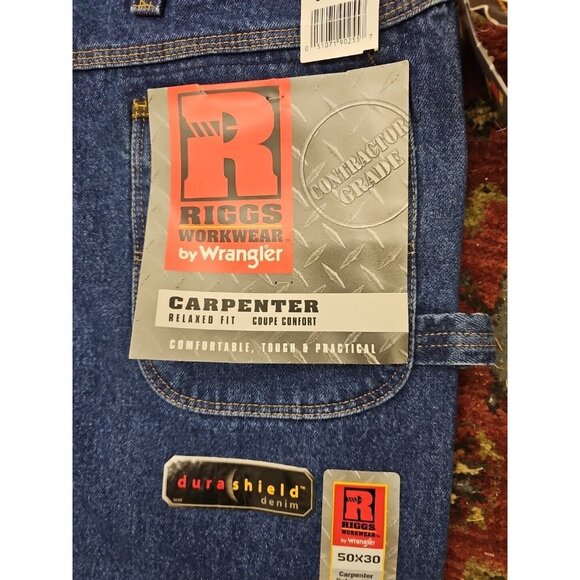 Wrangler Riggs Workwear Carpenter Jeans Relaxed Fit Mens 50 x 30 Work Denim - Picture 4 of 8